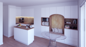 bibliotheque sur mesure dans un salon d'appartement biarrot